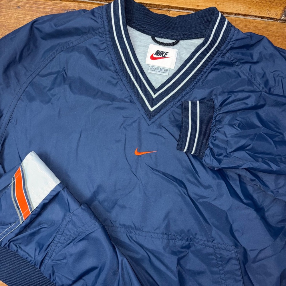 Nike Windbreaker Pullover Boys XL (16-18) Navy Blue V-Neck Center Swoosh
